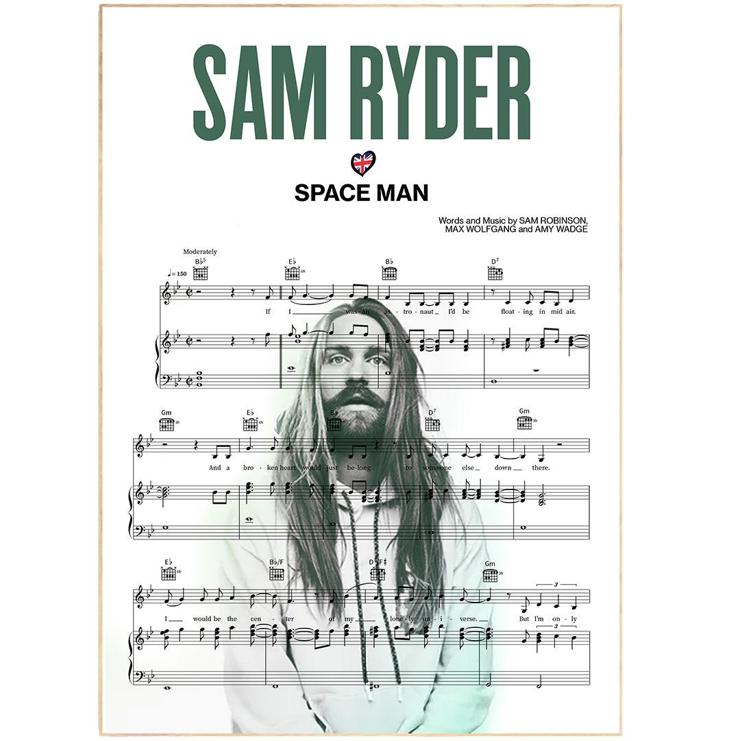 Let your walls reflect the music that fills your life with our Sam Ryder SPACE MAN Poster. Every song has a story and a special message behind it, and this poster is a perfect way to remember the lyrics. Hang up this unique piece of art on any wall in your home to bring it to life with music. Whether you are a fan of Sam Ryder or just appreciate great music, this lyric poster is sure to capture everyone’s attention