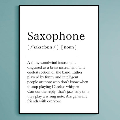 Saxophone Print, Music Definition Print, Saxophone Gifts, Music Wall Art, Musician Gifts, Music Gift, Funny Gifts For Friends, Office Decor
