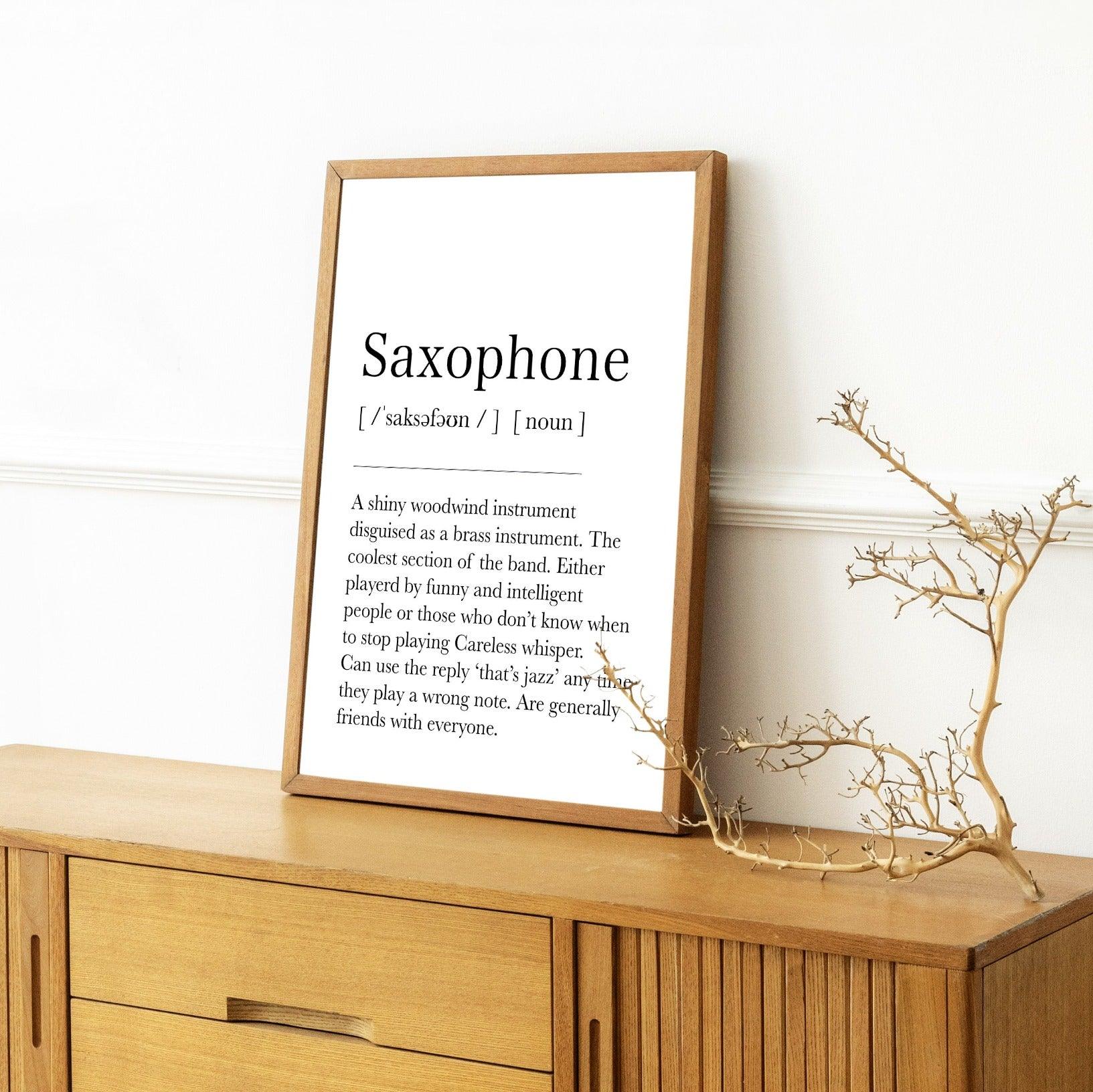 Saxophone Print, Music Definition Print, Saxophone Gifts, Music Wall Art, Musician Gifts, Music Gift, Funny Gifts For Friends, Office Decor
