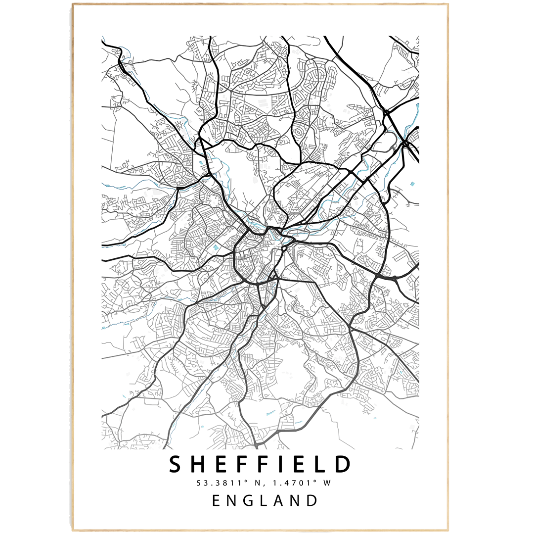 SHEFFIELD City Map Print - 98types