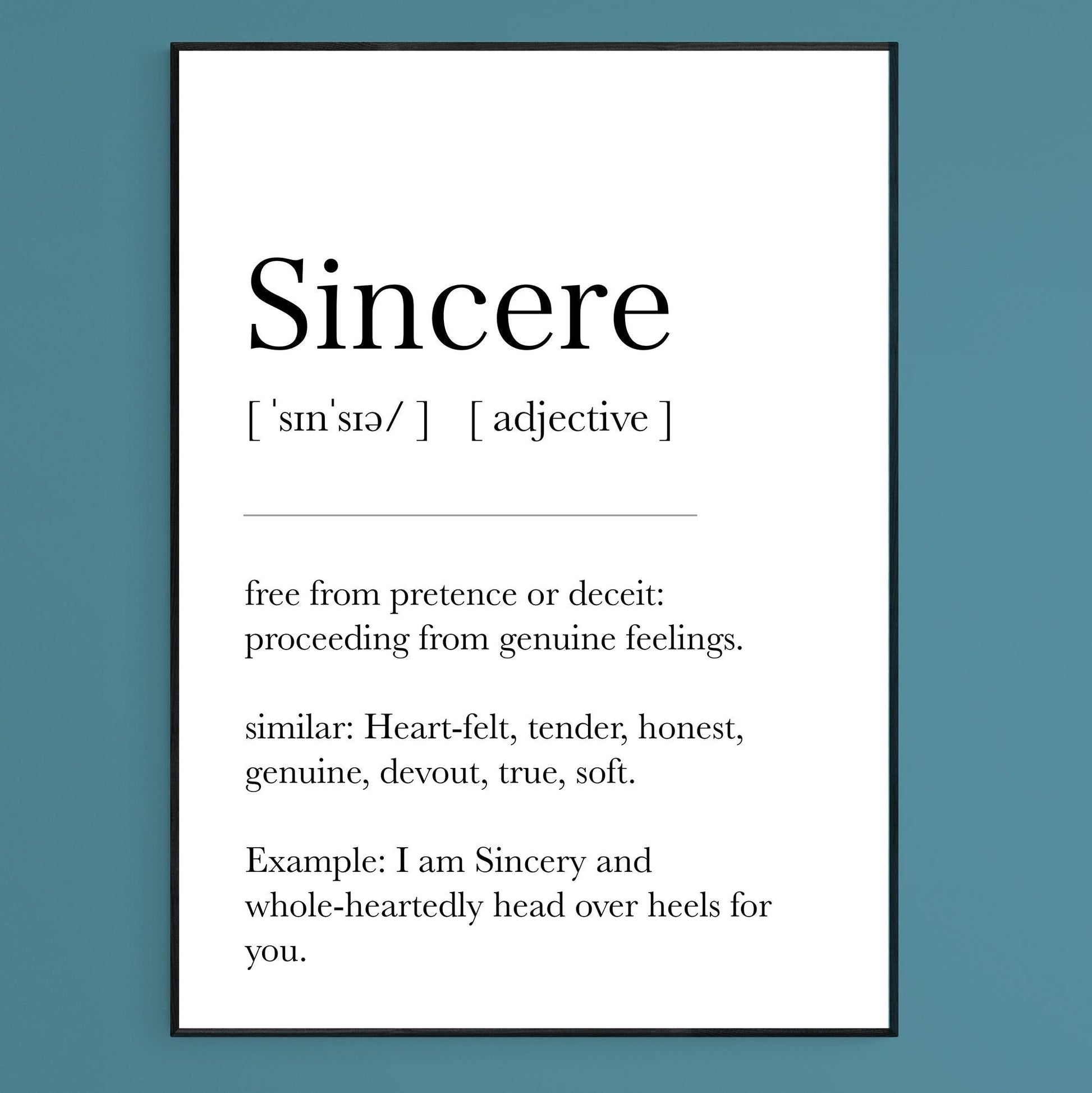 Sincere Definition Print - 98types