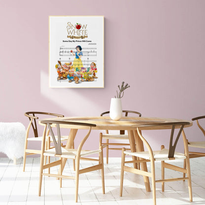 This Snow White poster is the perfect addition to your home décor if you love all things Disney. Featuring the lyrics to the song “Someday My Prince Will Come,” this print is a beautiful tribute to one of Disney’s most beloved animated films. Hang it in your home and dream of happily ever after.