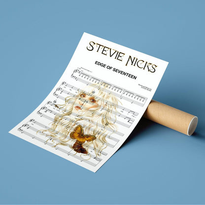  Stevie Nicks - Edge of Seventeen Song Music Sheet Notes Print  Everyone has a favorite Song lyric prints and with Stevie Nicks now you can show the score as printed staff. The personal favorite song lyrics art shows the song chosen as the score.