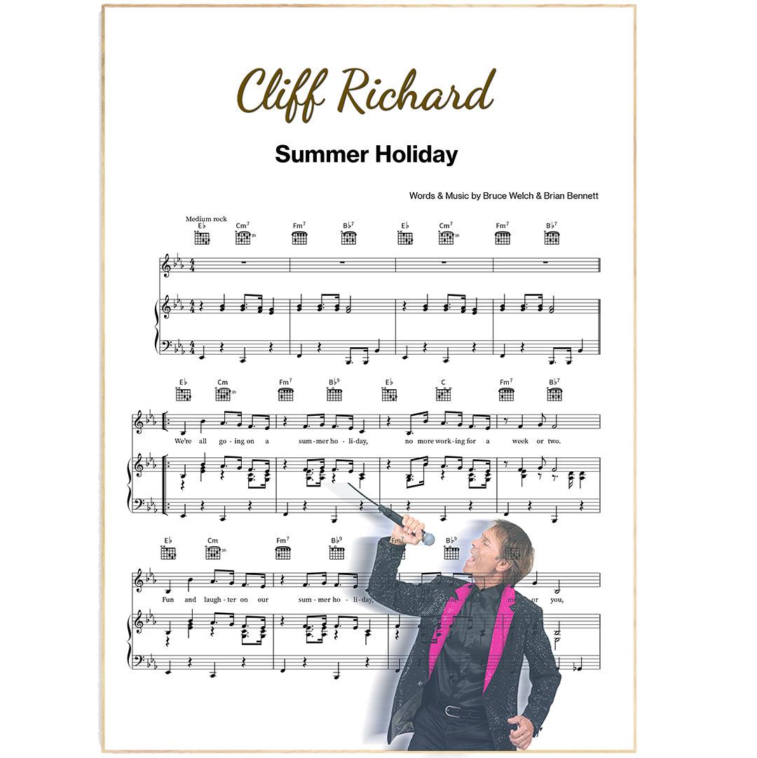 Cliff Richard - Summer Holiday Song Print | Song Music Sheet Notes Print Everyone has a favorite song especially Tarzan Print, and now you can show the score as printed staff. The personal favorite song sheet print shows the song chosen as the score. 