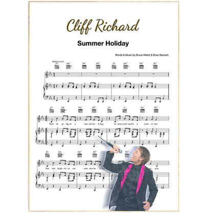 Cliff Richard - Summer Holiday Song Print | Song Music Sheet Notes Print Everyone has a favorite song especially Tarzan Print, and now you can show the score as printed staff. The personal favorite song sheet print shows the song chosen as the score. 
