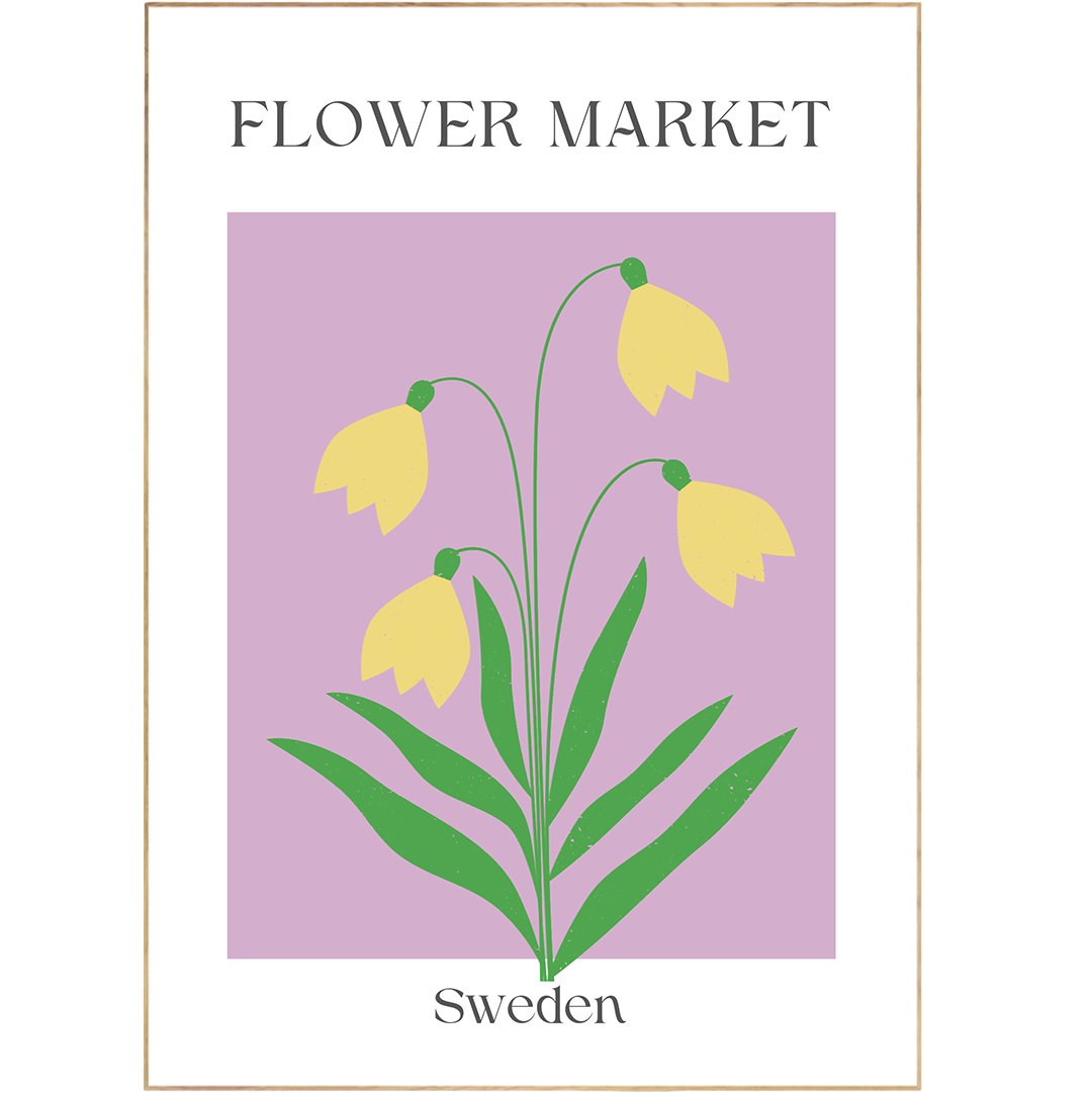 Beautify your home and wall decor with this statement piece! This Sweden Flowers Market Print features abstract shapes, Art Des Formes Courbes posters, and Wall Art Prints Matisse Art with colorful floral drawings and pastel tones inspired by the Columbia Road Flower Market. A beautiful way to combine timeless art and a rich history into one eye-catching poster.