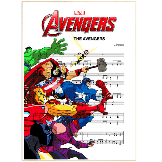 Avengers - Alan Silvestri Print | Sheet Music Wall Art | Song Music Sheet Notes Print  The personal favorite song sheet print shows the song chosen as the score. Everyone has a favorite song and now you can show the score as printed staff.