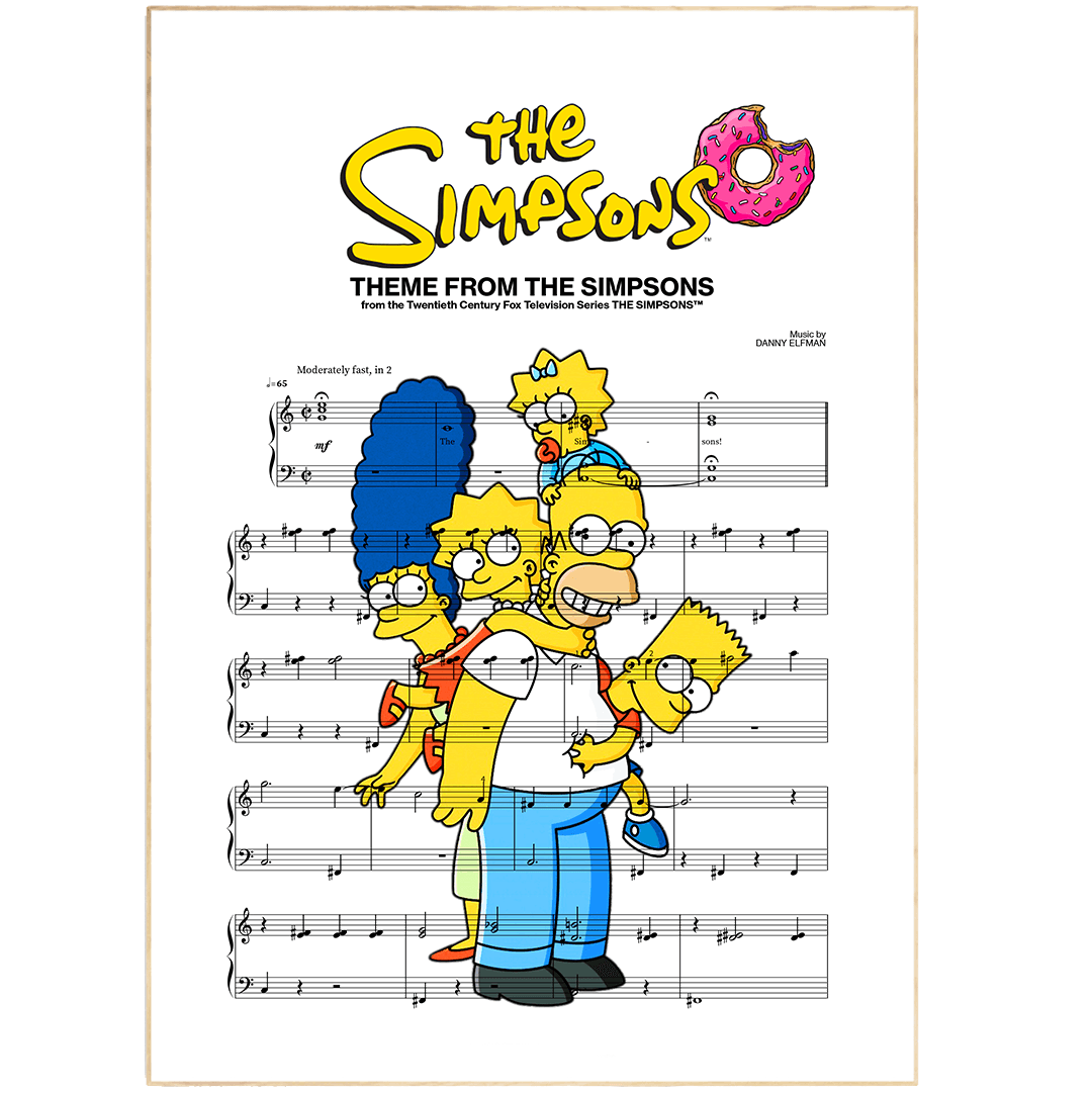 The Simpsons Theme Song Print | Sheet Music Wall Art | Song Music Sheet Notes Print Everyone has a favorite song and The Simpsons now you can show the score as printed staff. The personal favorite song sheet print shows the song chosen as the score. 