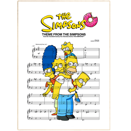 The Simpsons Theme Song Print | Sheet Music Wall Art | Song Music Sheet Notes Print Everyone has a favorite song and The Simpsons now you can show the score as printed staff. The personal favorite song sheet print shows the song chosen as the score. 