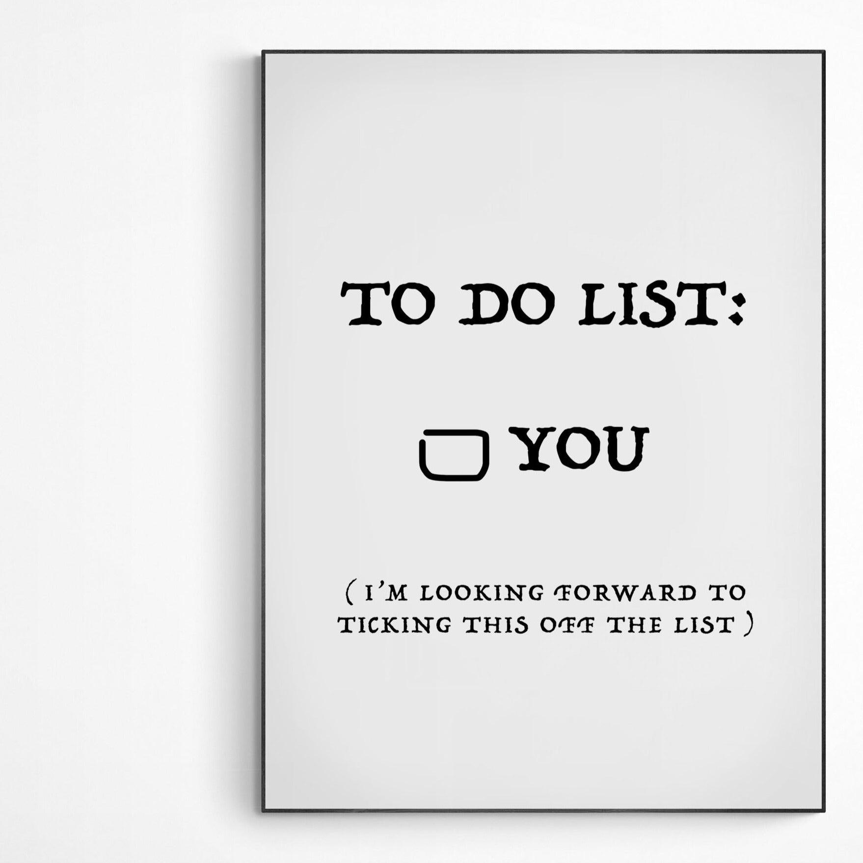 To Do List YOU | Positive Sayings Motivational Poster | Focus Work Hard Smile Breathe | Wall Art Printable Quote | Inspirational Poster