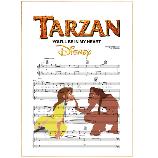 If you loved the movie Tarzan, you'll love this print. The song "You'll be in my heart" is beautifully depicted in this print, and is perfect for any Tarzan fan. Add some Disney magic to your home decor with our portfolio of original artwork.