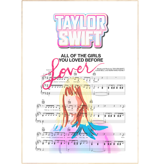 The Taylor Swift - All of the Girls Poster is a high-quality art print featuring song lyrics inspired by Taylor Swift. This poster showcases custom music and wall art prints, as well as the best music album covers. Enjoy the perfect display to brighten any room with prints4u.