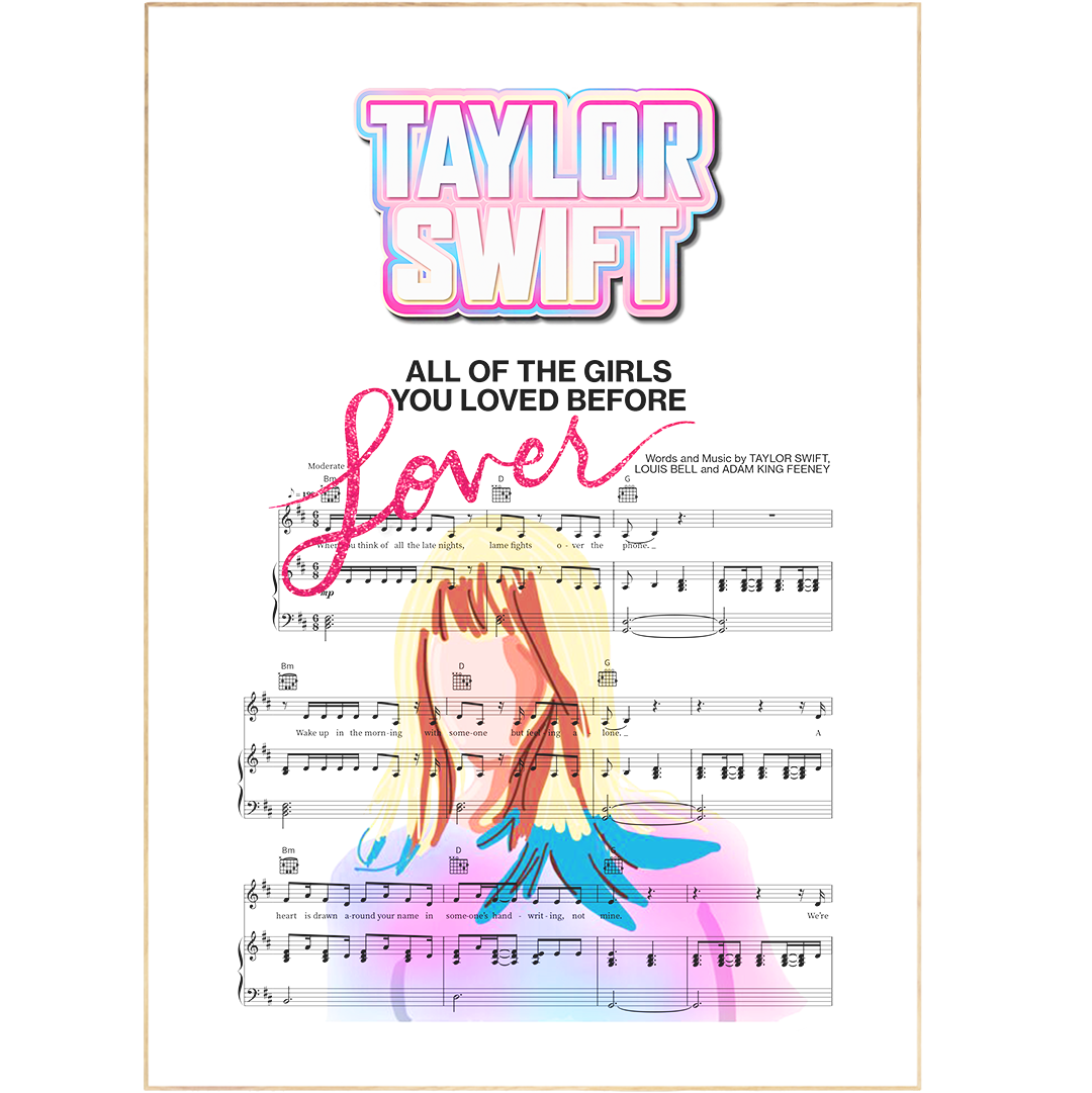 The Taylor Swift - All of the Girls Poster is a high-quality art print featuring song lyrics inspired by Taylor Swift. This poster showcases custom music and wall art prints, as well as the best music album covers. Enjoy the perfect display to brighten any room with prints4u.