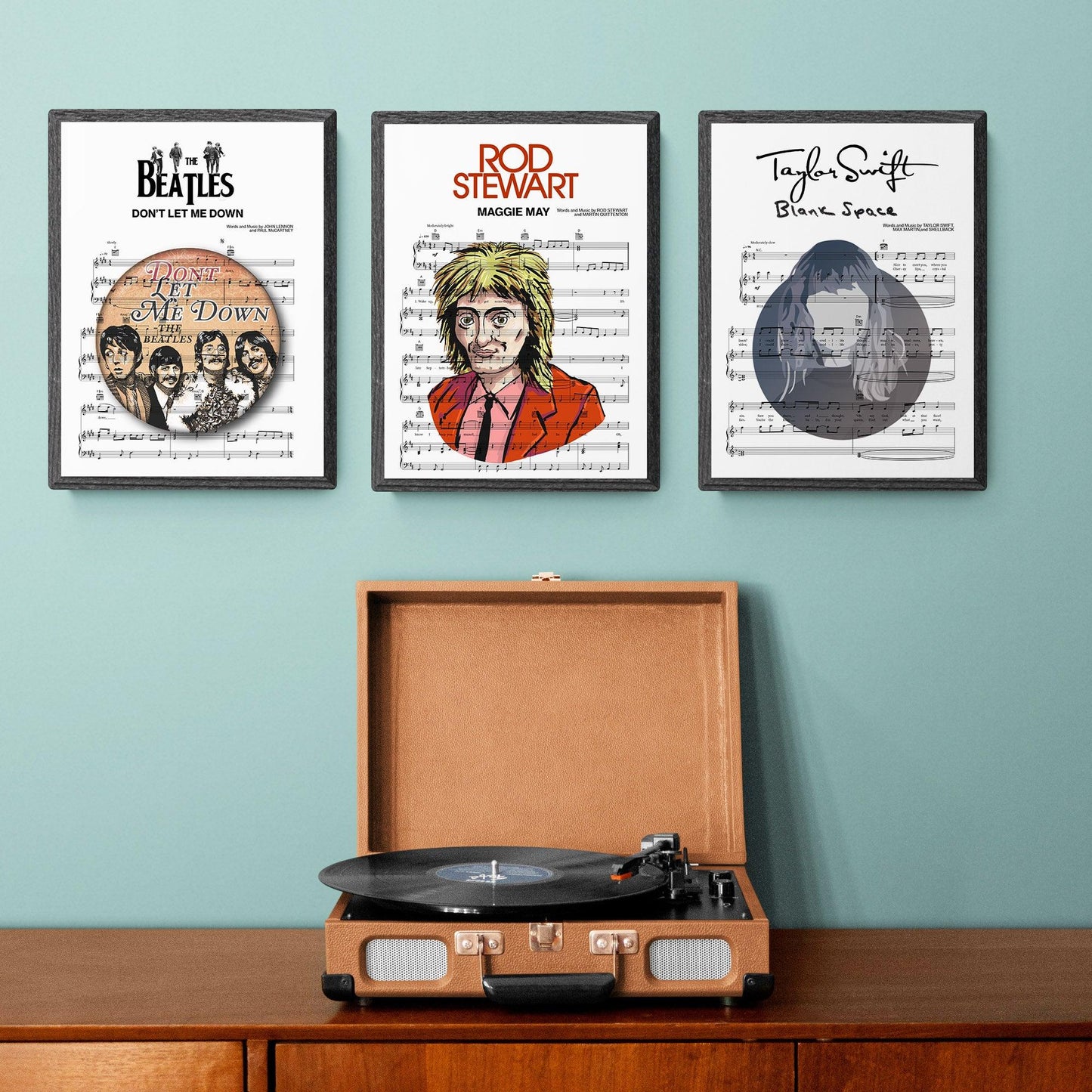 Print lyrical with these unusual and Natural High quality black and white musical scores with brightly coloured illustrations and quirky art print by artist The Beatles to put on the wall of the room at home. A4 Posters uk By 98types art online.