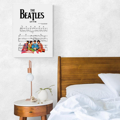 Let your walls shine with The Beatles - LET IT BE Poster. Perfect for music lovers, this poster showcases the timeless music of one of the most revered bands of all time. Artfully combining lyrics and artwork, it's a great addition to any space. Let this iconic song brighten up your walls and bring classic nostalgia to any room. With its classic style, it's sure to be a conversation starter and delight family, friends, and visitors all alike.