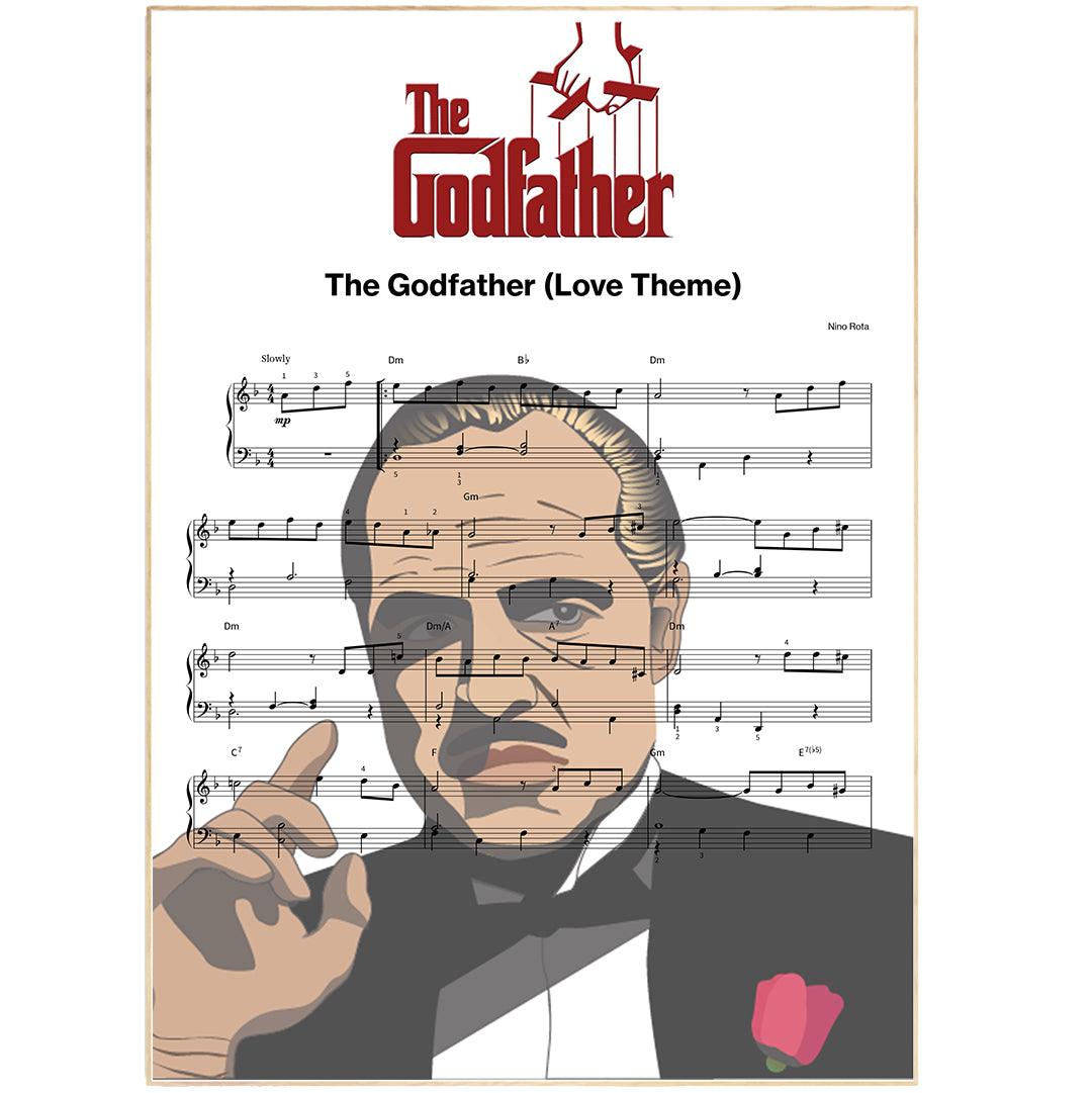 The Godfather Theme Song Print | Sheet Music Wall Art | Song Music Sheet Notes Print Everyone has a favorite song and now with The Godfather you can show the score as printed staff. The personal favorite song sheet print shows the song chosen as the score. 