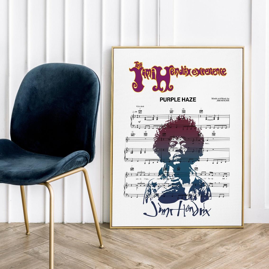 Print lyrical with these unusual and Natural High quality black and white musical scores with brightly coloured illustrations and quirky art print by artist The Jimi Hendrix Experience to put on the wall of the room at home. A4 Posters uk By 98types art online.