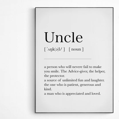 UNCLE Definition Print | Dictionary Art Poster | Wall Home Decor Print | Funny Gifts Quote | Greeting Card | Variety Sizes - 98types