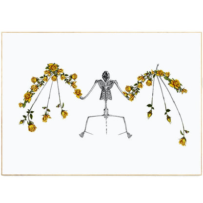 Vampire Skeleton Anatomical Flowers Body Print