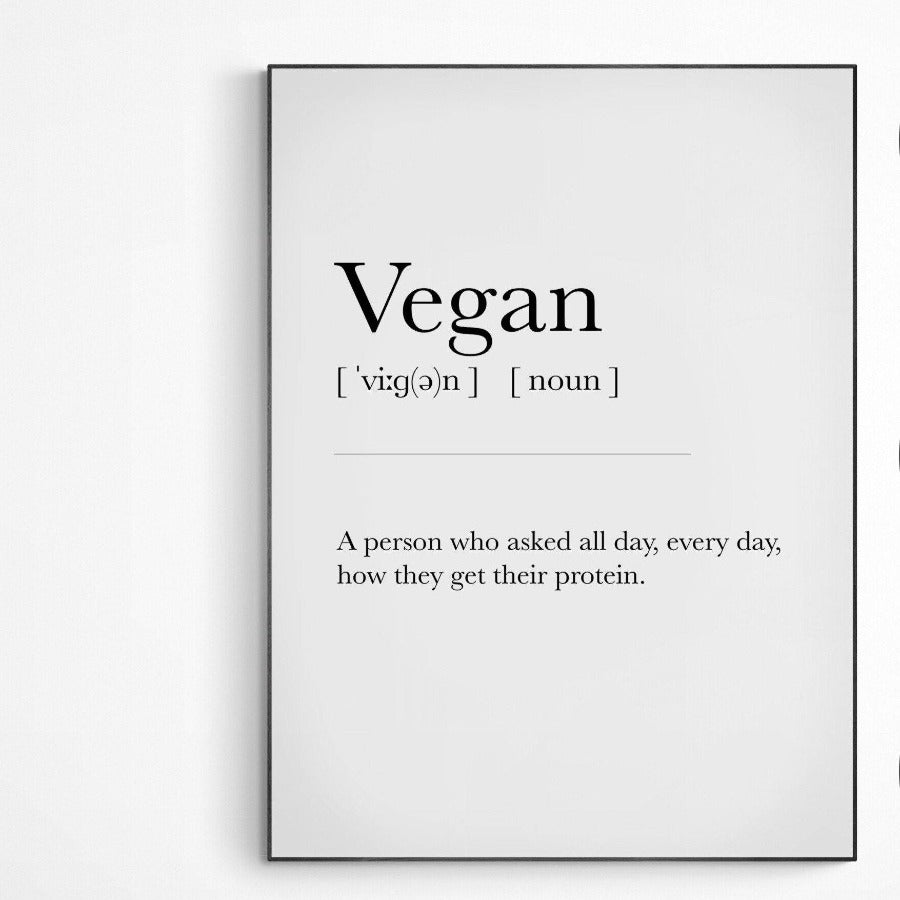 Vegan Definition Print | Dictionary Art Poster | Wall Home Decor Print | Funny Gifts Quote | Greeting Card | Variety Sizes - 98types