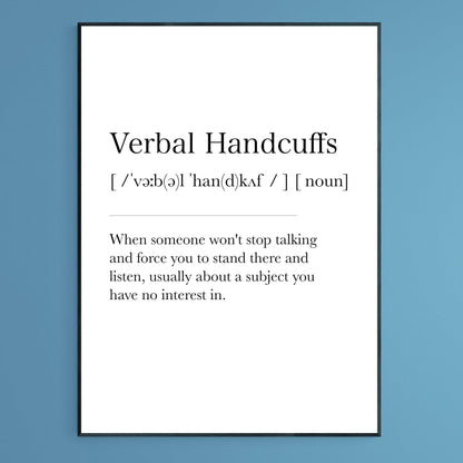Verbal Handcuffs Definition Print - 98types