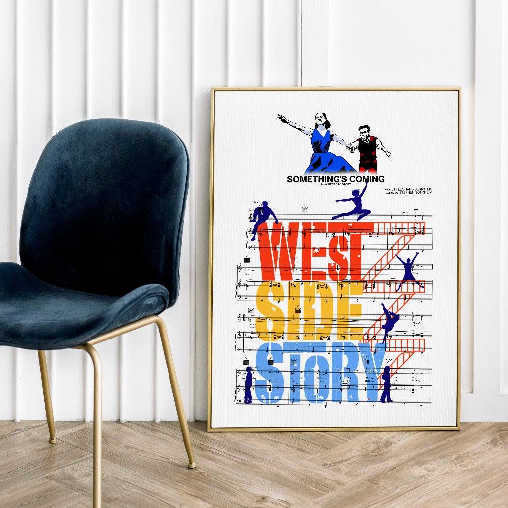 Take your walls on a joy ride with this West Side Story 'Something's Coming' Poster. Featuring framed artwork of some classic song lyrics, this poster is the perfect way to bring the drama of the Broadway smash into your living room. Who says wall art has to be serious? Get this framed print and show 'em you know how to have fun! (And maybe even sing along!)