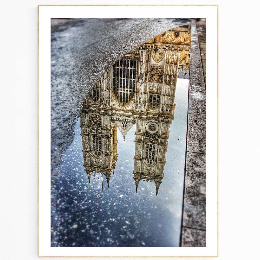 This large photographic print of London features beautiful images of Big Ben, Tower Bridge, and Westminster Abbey's iconic reflecting puddle. Travel to London without leaving home with these crisp, vibrant shots of London's famous landmarks. Our London photography prints provide fresh images to bring a touch of the city straight to your home.