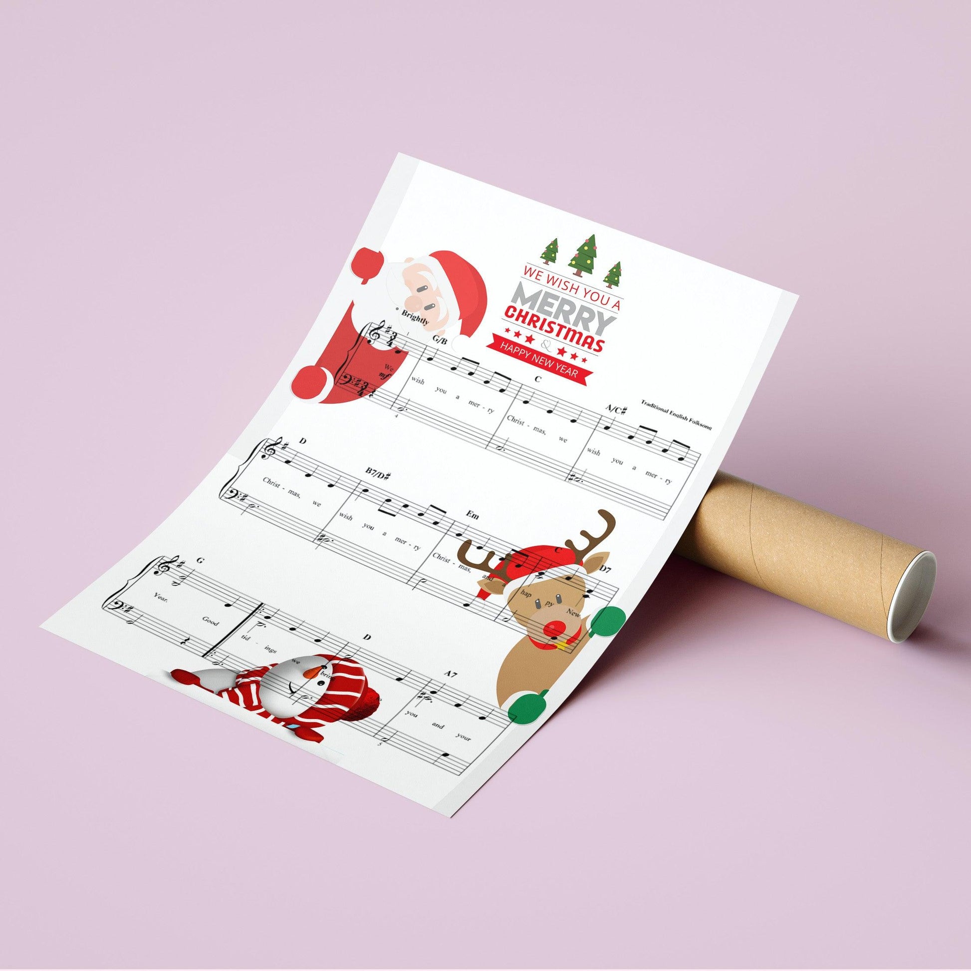 We wish you a merry Christmas Song Lyric Print | Song Music Sheet Notes Print  Everyone has a favorite song and now you can show the score as printed staff. The personal favorite song sheet print shows the song chosen as the score. 