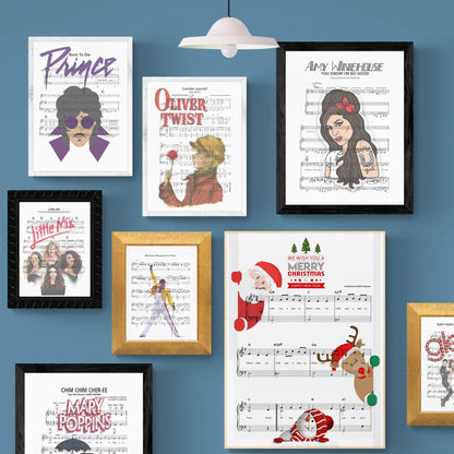 We wish you a merry Christmas Song Lyric Print | Song Music Sheet Notes Print  Everyone has a favorite song and now you can show the score as printed staff. The personal favorite song sheet print shows the song chosen as the score. 