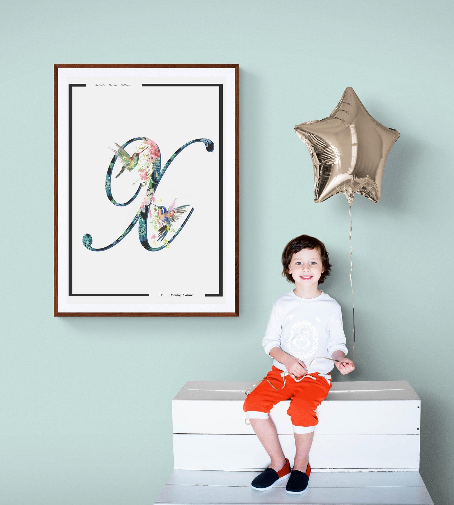 Xantus Colibri Alphabet Poster | Letter X Print | Fun Characters | Magic Wall Decor Nursery | Custom Original Name | Educational Poster | Variety Sizes - 98types
