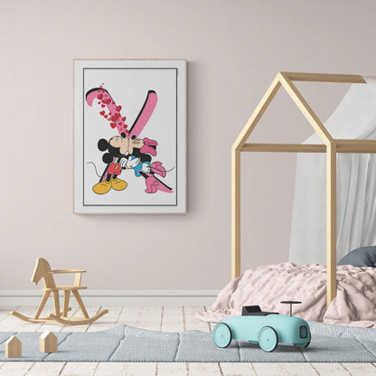 Fall head over heels for our X KISSES LOVERS Poster, featuring Mickey and Minnie in a timeless embrace that'll add movie magic to any space. Add a splash of Disney with our lovely handmade poster — an ideal gift for that special someone you want to kiss!