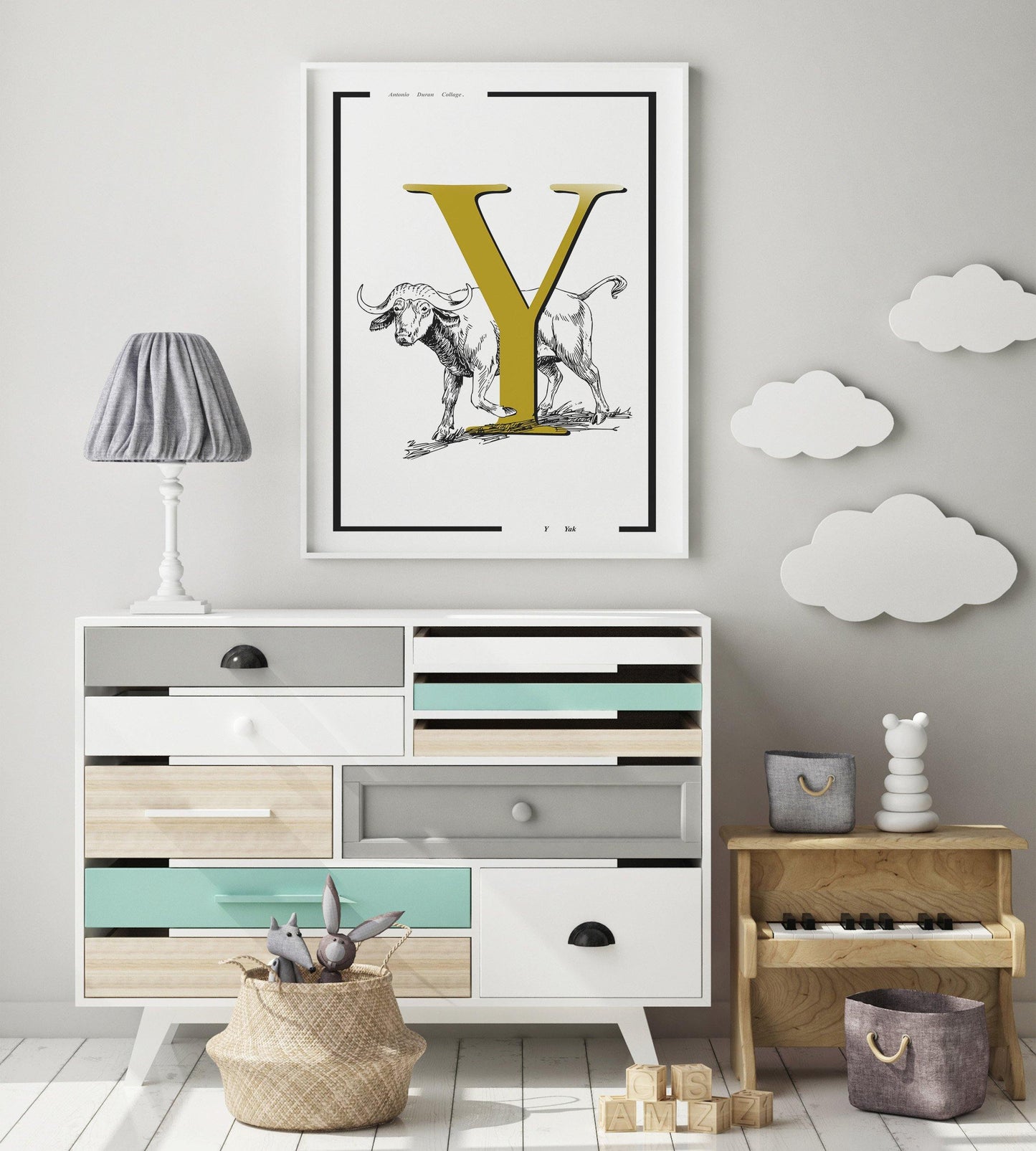 Yak Alphabet Poster | Letter Y Print | Fun Characters | Magic Wall Decor Nursery | Custom Original Name | Educational Poster | Variety Sizes - 98types