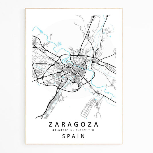 Zaragoza Road Map Print | 98Types - Spain Street Map Road Poster Art
