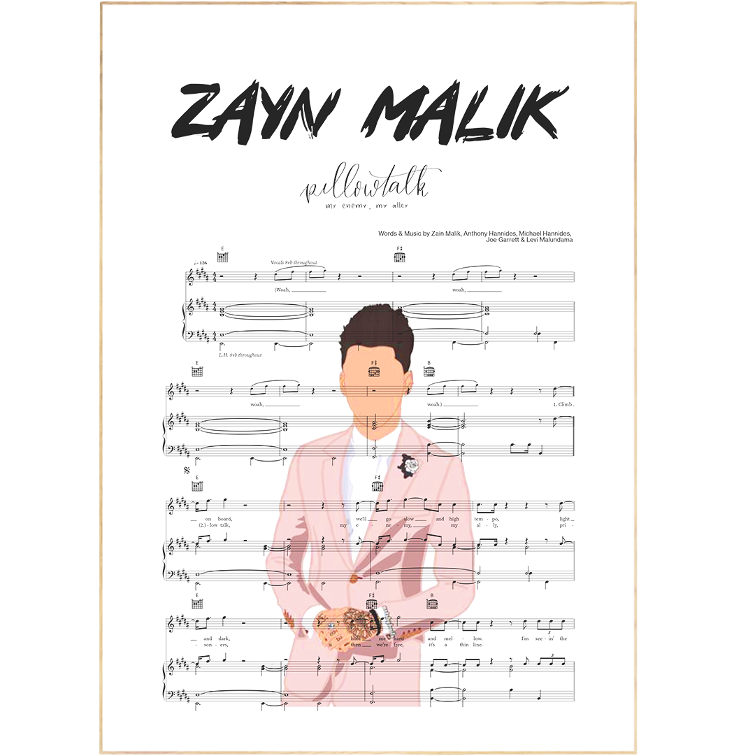 Give your walls a unique voice with a Zayn - Pillowtalk Poster. Choose from a selection of song lyric wall art, lyric prints and art lyrics, crafted from the finest quality materials. Unframed song lyrics, perfect for weddings and special occasions, make a unique gift, or create custom song lyric art for a personalised touch.