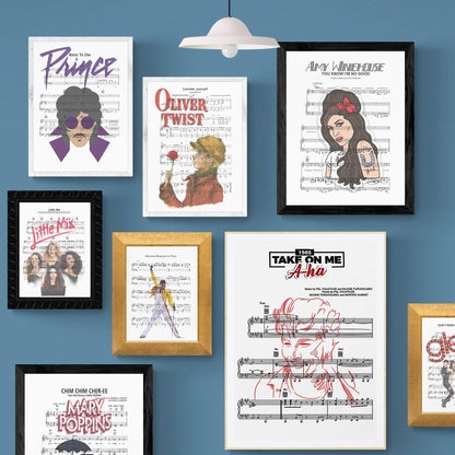 A-ha Take on me Print | Song Music Sheet Notes Print Everyone has a favorite song especially aha Take on me Poster, and now you can show the score as printed staff. The personal favorite song sheet print shows the song chosen as the score. 