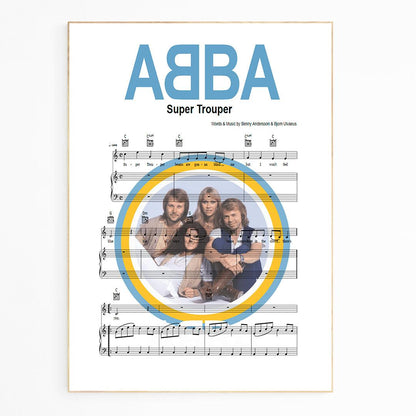 ABBA • Super Trouper Song Lyric Print | 98 Best Music Sheet Notes Poster