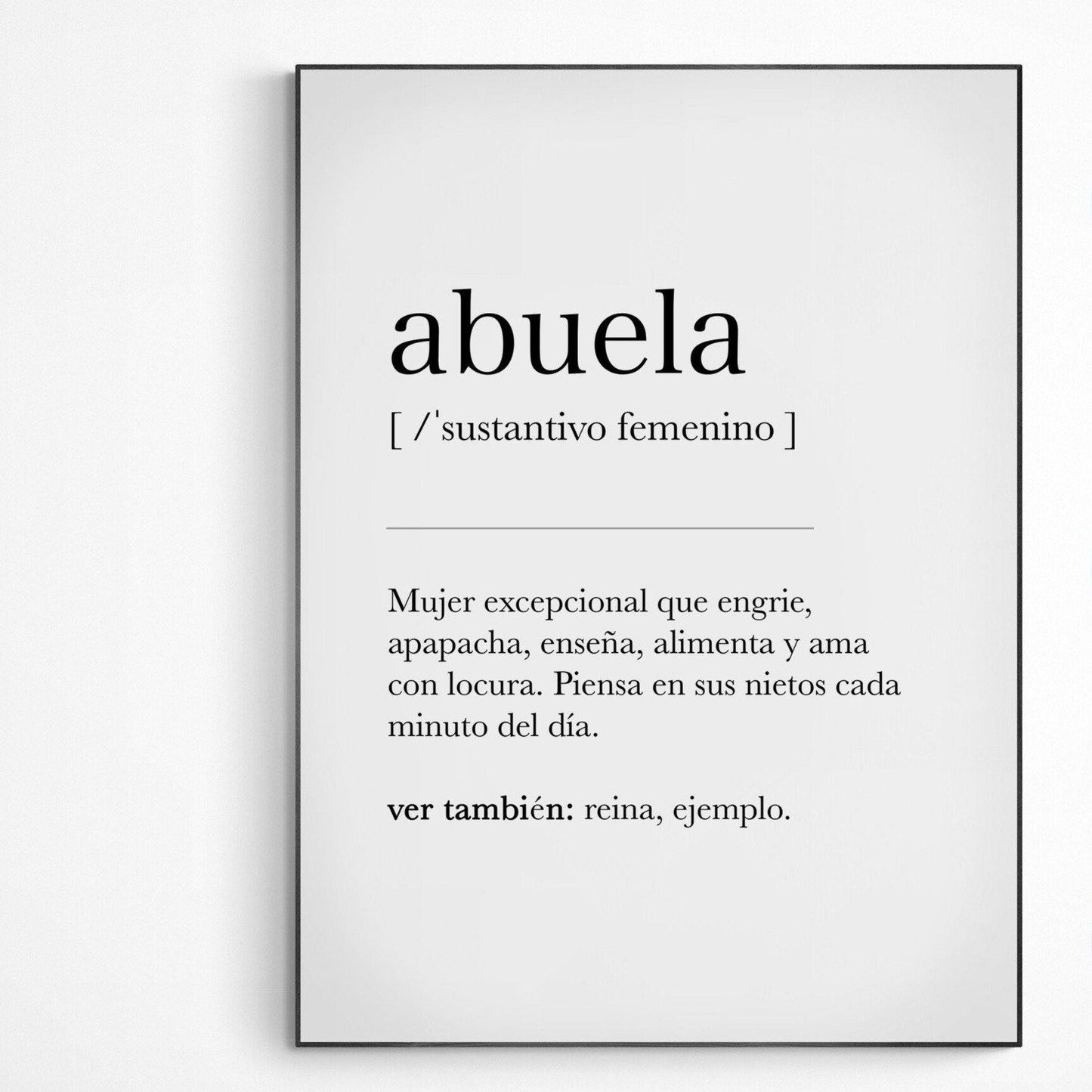 Abuela Definition Print | Dictionary Art Poster | Wall Home Decor Print | Funny Gifts Quote | Greeting Card | Variety Sizes - 98types