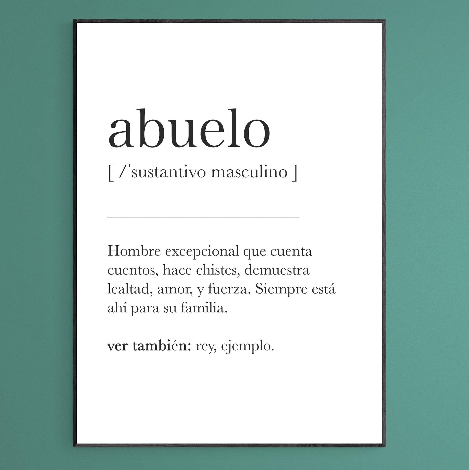 Abuelo Definition Print, Dictionary Art, Definition Meaning Print Quote, Motivational Poster Wall Art Decor, Best Gift For Best Friend