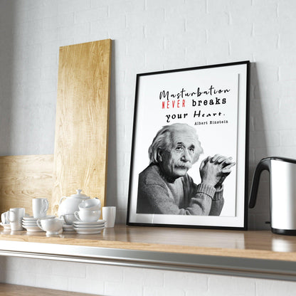 Quote Masturbation Love | Einstein Funny Print | Inspirational Typography Poster | Greeting Card