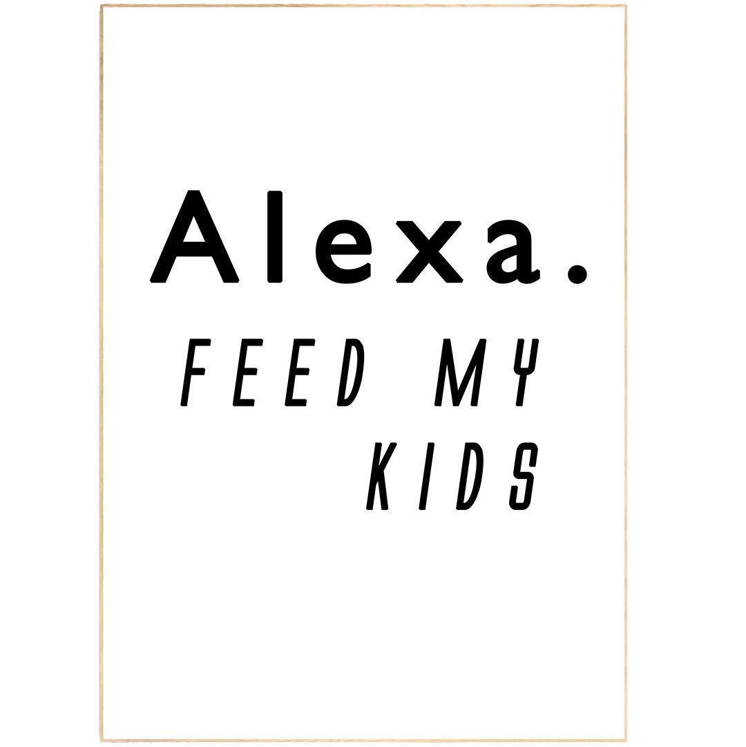 Alexa Feed My Kids Decor | Funny Kitchen Signs