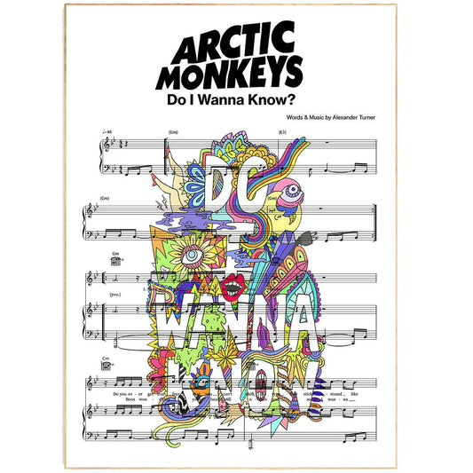 Arctic monkeys - Do i wanna know Poster | Song Music Sheet Notes Print Everyone has a favorite song especially Arctic monkeys Print, and now you can show the score as printed staff. The personal favorite song sheet print shows the song chosen as the score. 