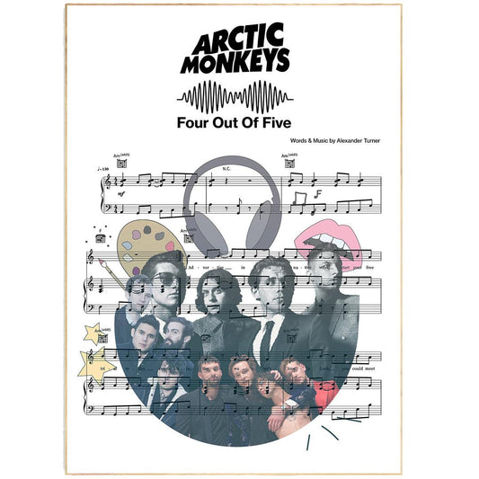 Arctic monkeys - Four out of five Poster | Song Music Sheet Notes Print Everyone has a favorite song especially Arctic monkeys Print, and now you can show the score as printed staff. The personal favorite song sheet print shows the song chosen as the score. 