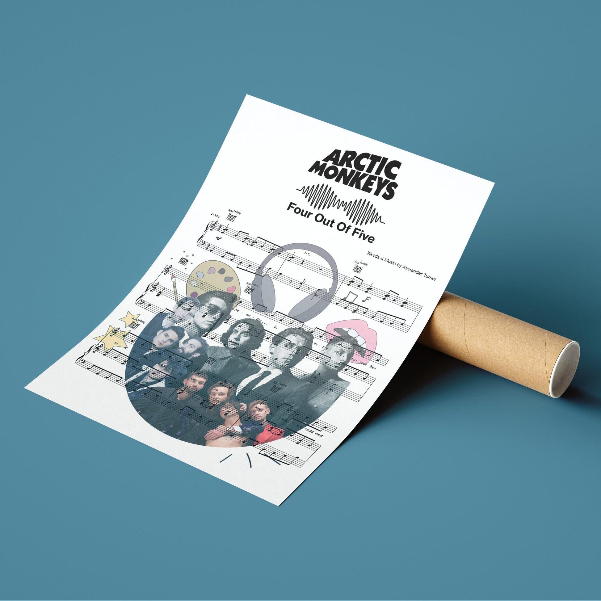 Arctic monkeys - Four out of five Poster | Song Music Sheet Notes Print Everyone has a favorite song especially Arctic monkeys Print, and now you can show the score as printed staff. The personal favorite song sheet print shows the song chosen as the score. 