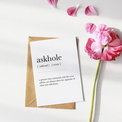 Askholde definition Quote Print | Funny Friend Gift | Funny Friend Birthday Gift | Funny Best Friend Gift | Coworker Gift