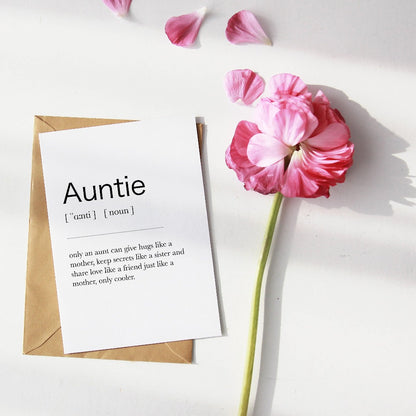 Auntie Definition Typography | Family Definition Quote Print | Best Funny Gift Card | Poster Friend Birthday Gift | - 98types