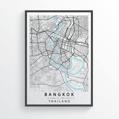 Bangkok Map Print | Thailand Map Art Poster | Bangkok City Street | Thailand Road Map Print | Variety Sizes