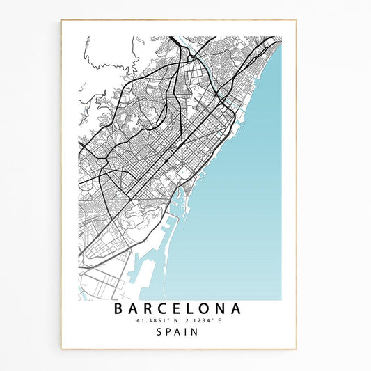 BARCELONA Spain Map Print - 98types