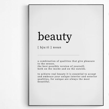 Beauty Definition Print | Definition Print Beauty | Wall Art Poster | Minimalist Print | Home Decor Poster | Typography Print - 98types