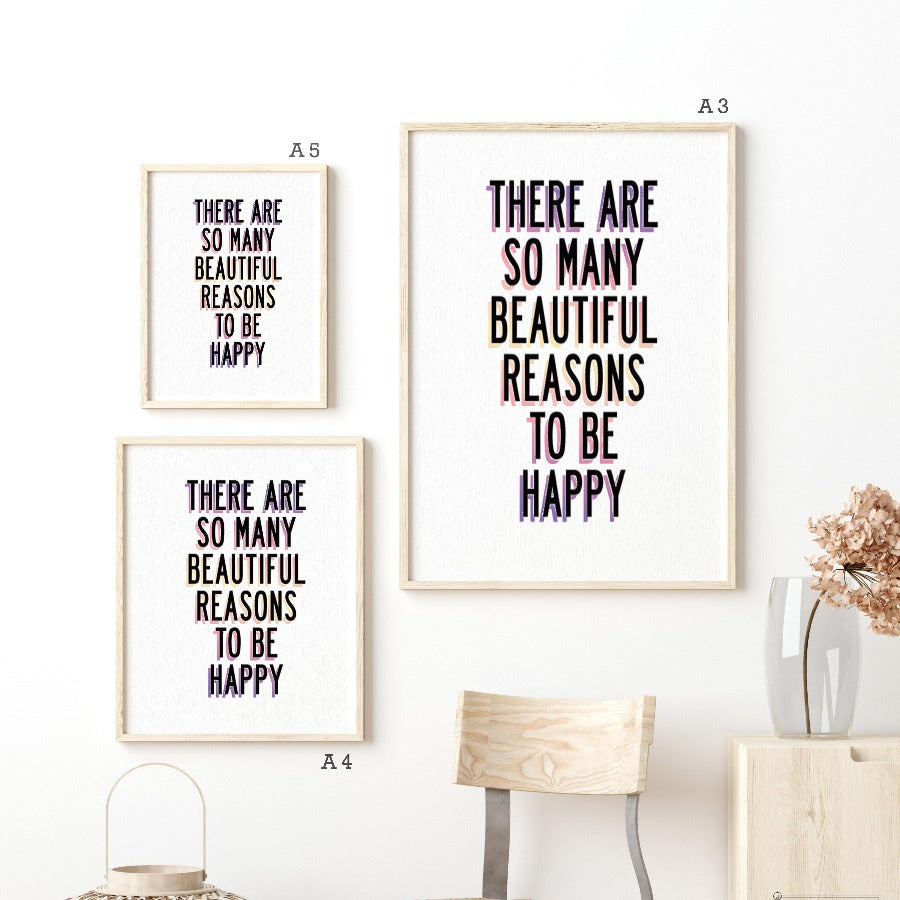 Be Happy Print | Be Happy Poster Wall Art | Home Decor Poster | Typography Print | Quote Print - 98types