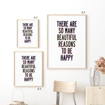 Be Happy Print | Be Happy Poster Wall Art | Home Decor Poster | Typography Print | Quote Print - 98types